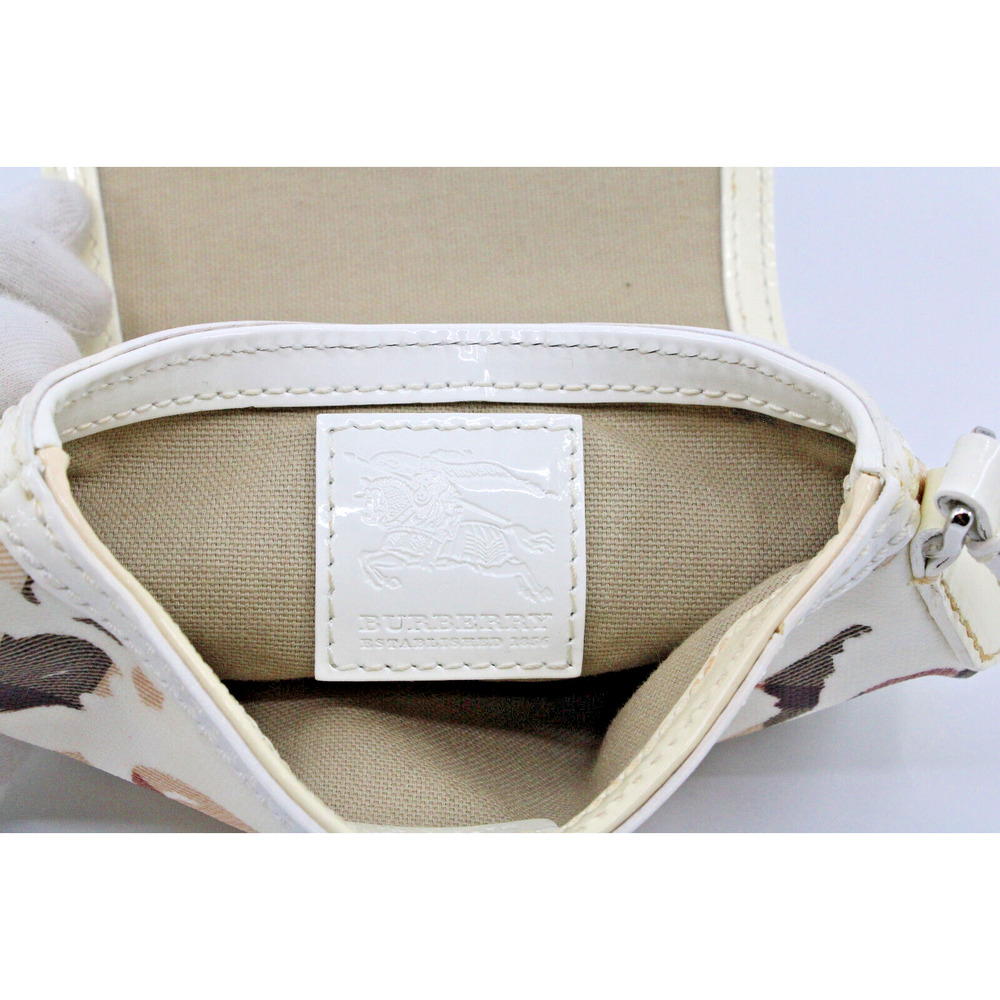 C5 Auth BURBERRY Patent White Heart Supernova Check XS Aspley Crossbody Bag - Picture 5 of 7